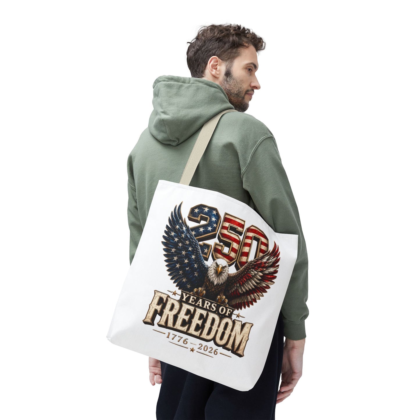 #250 250 Years of Freedom Eagle Patriotic American Flag Anniversary (1776–2026) Patriotic Tote Bag