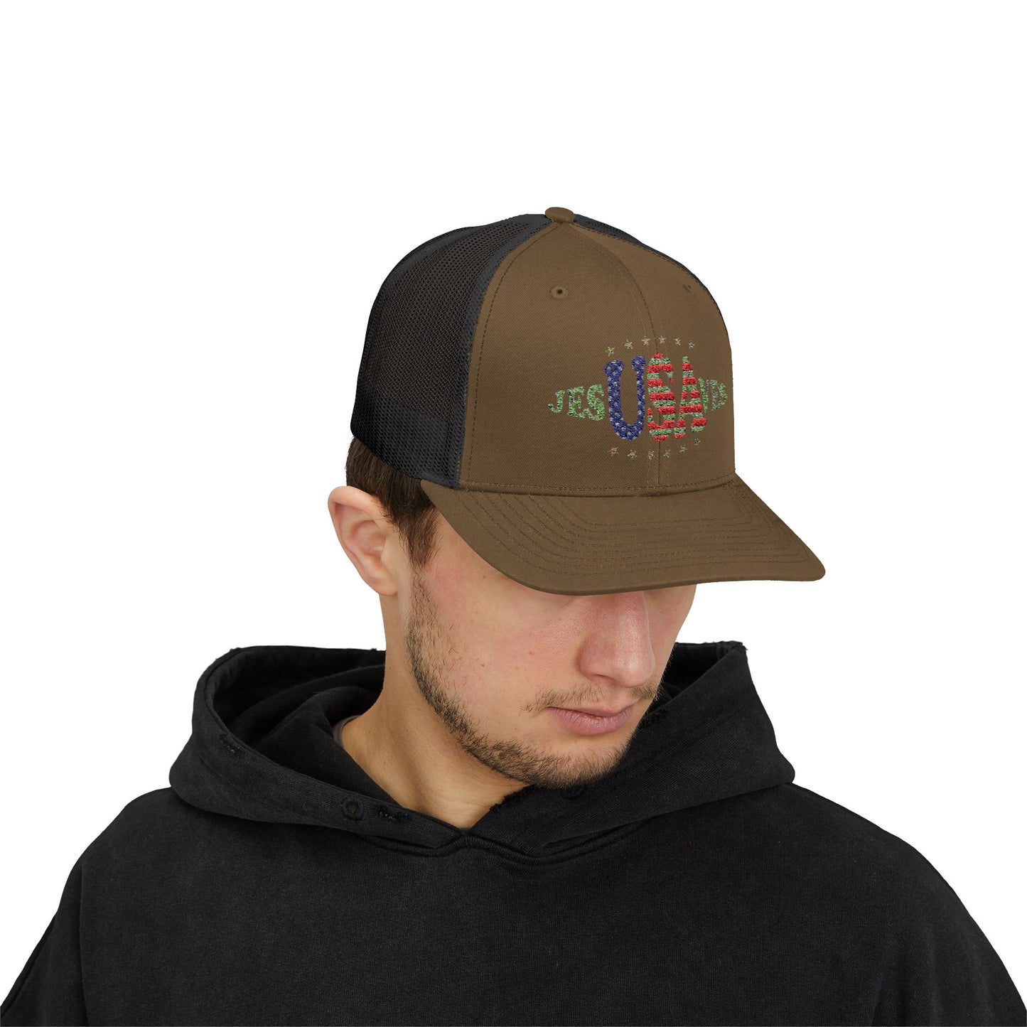 JesUSAves Patriotic Snapback Trucker Cap American Flag Christian Faith