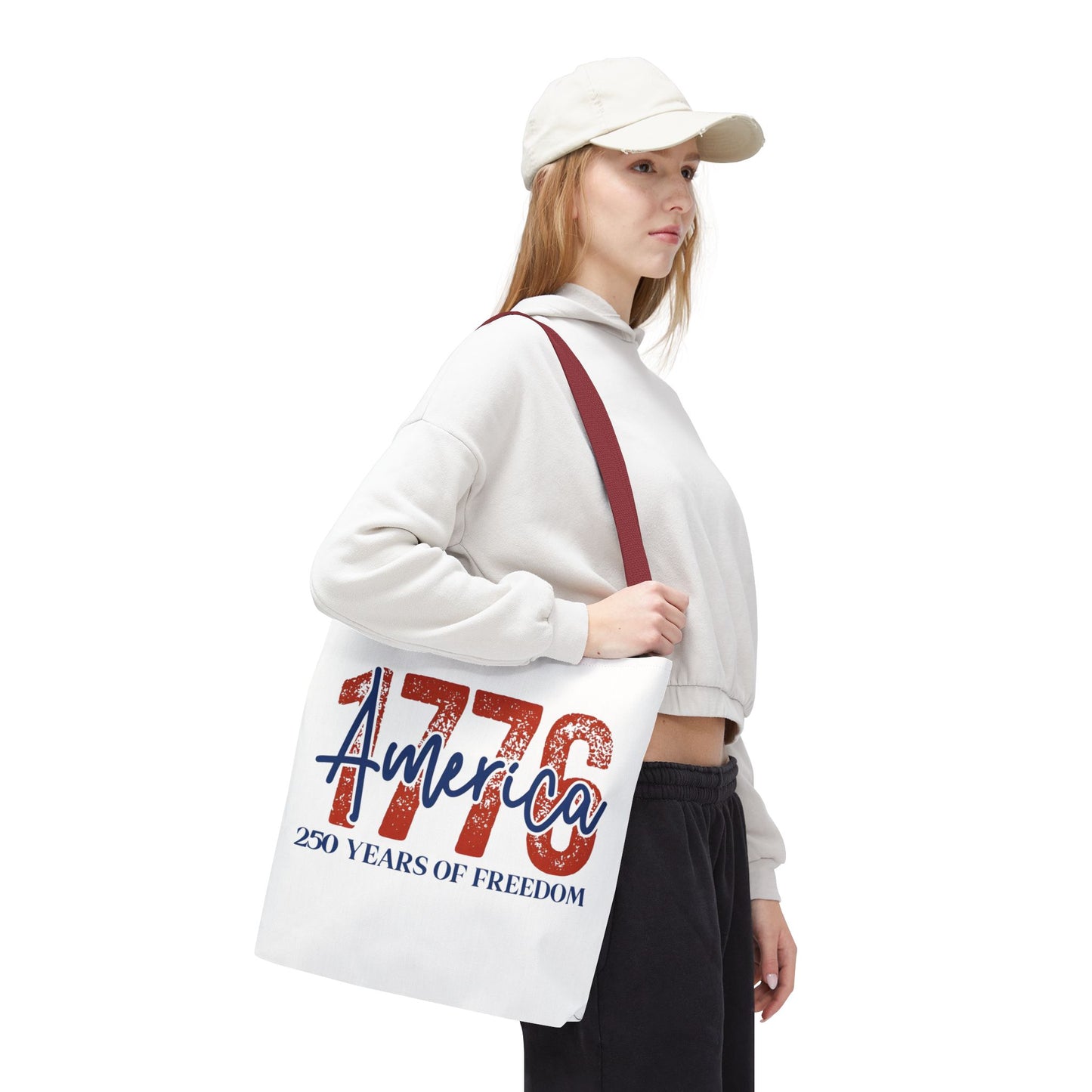 #250 1776 America: 250 Years of Freedom' Patriotic Independence Day Tote Bag