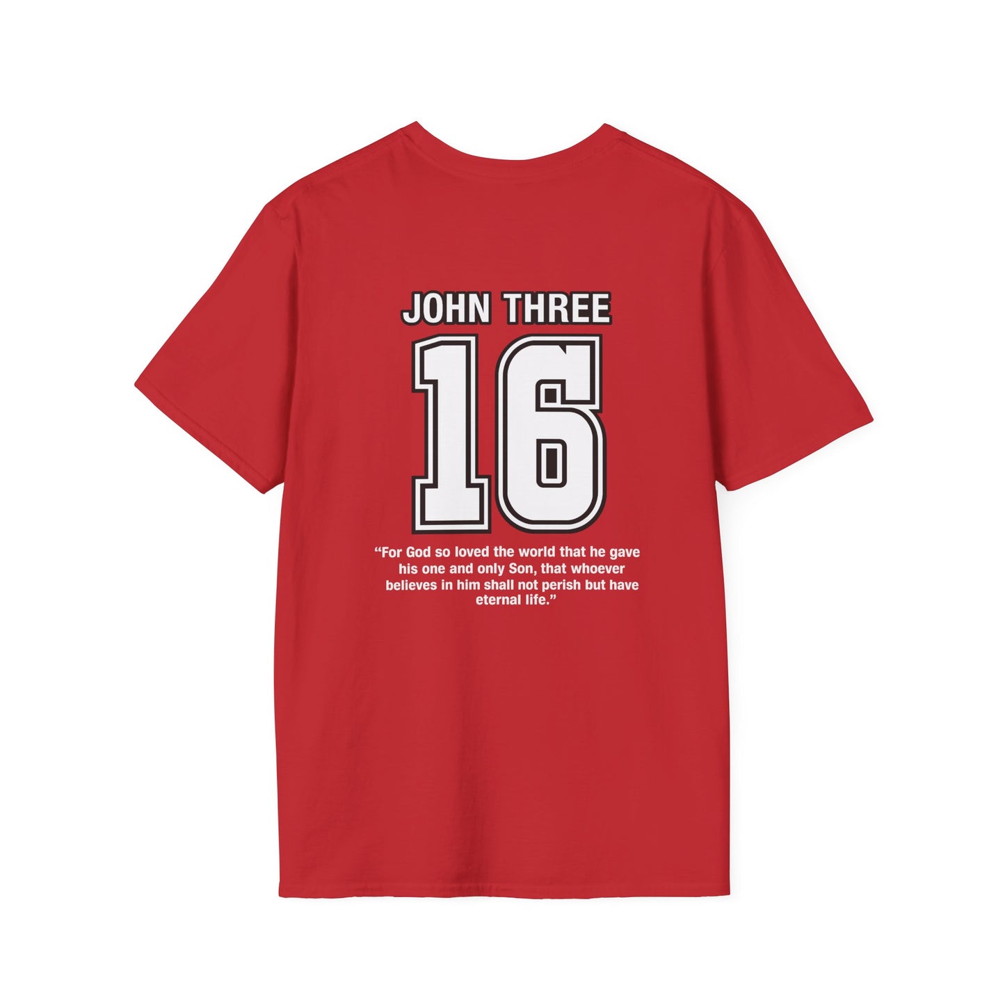 John Three 16 Chest and Back Jersey Print with Scripture Tee