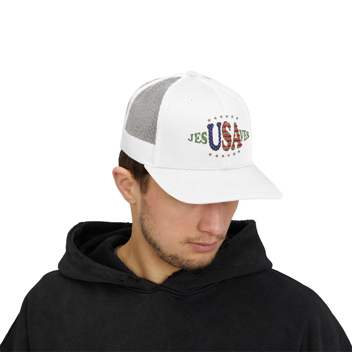 JesUSAves Patriotic Snapback Trucker Cap American Flag Christian Faith