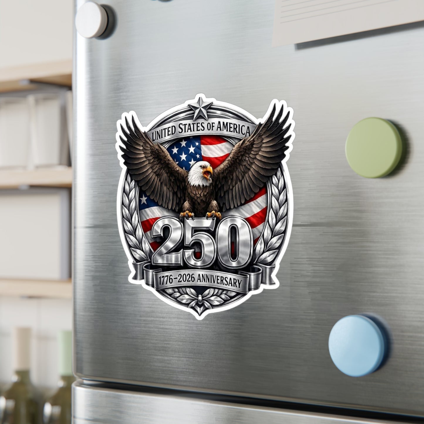 #250 Patriotic Bald Eagle 250 United States Emblem Vinyl Kiss-Cut Decal