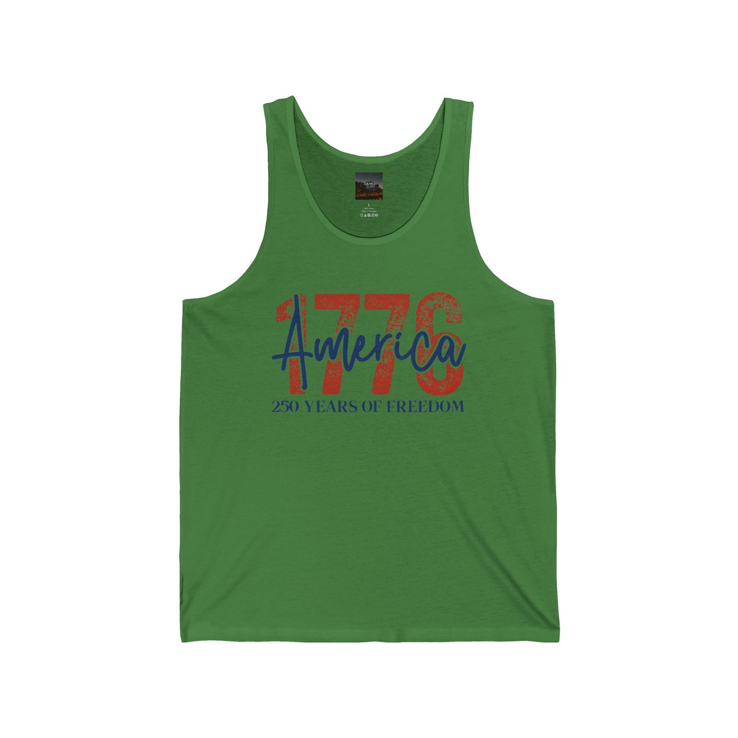 #250 1776 America: 250 Years of Freedom' Patriotic Independence Day Jersey Tank Top
