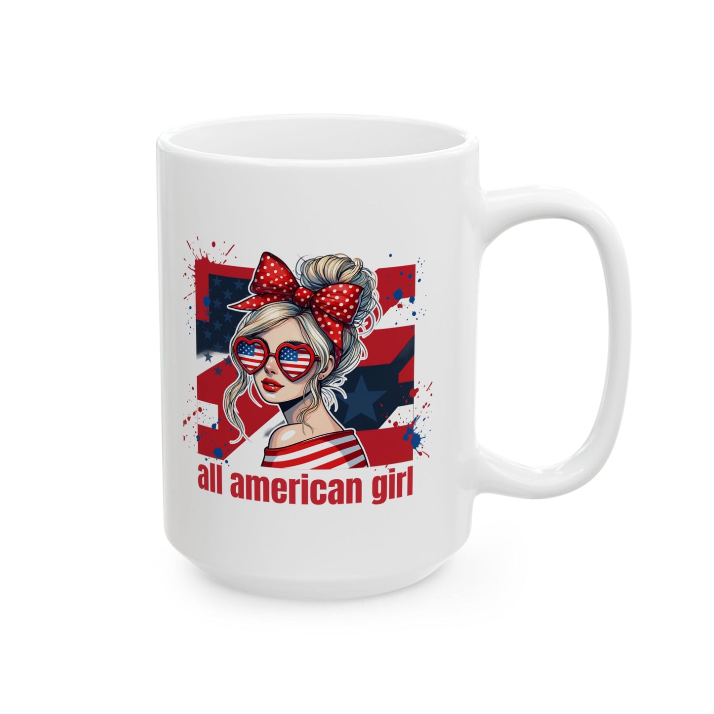 #250 All American Girl Patriotic Ceramic Mug - 11oz & 15oz