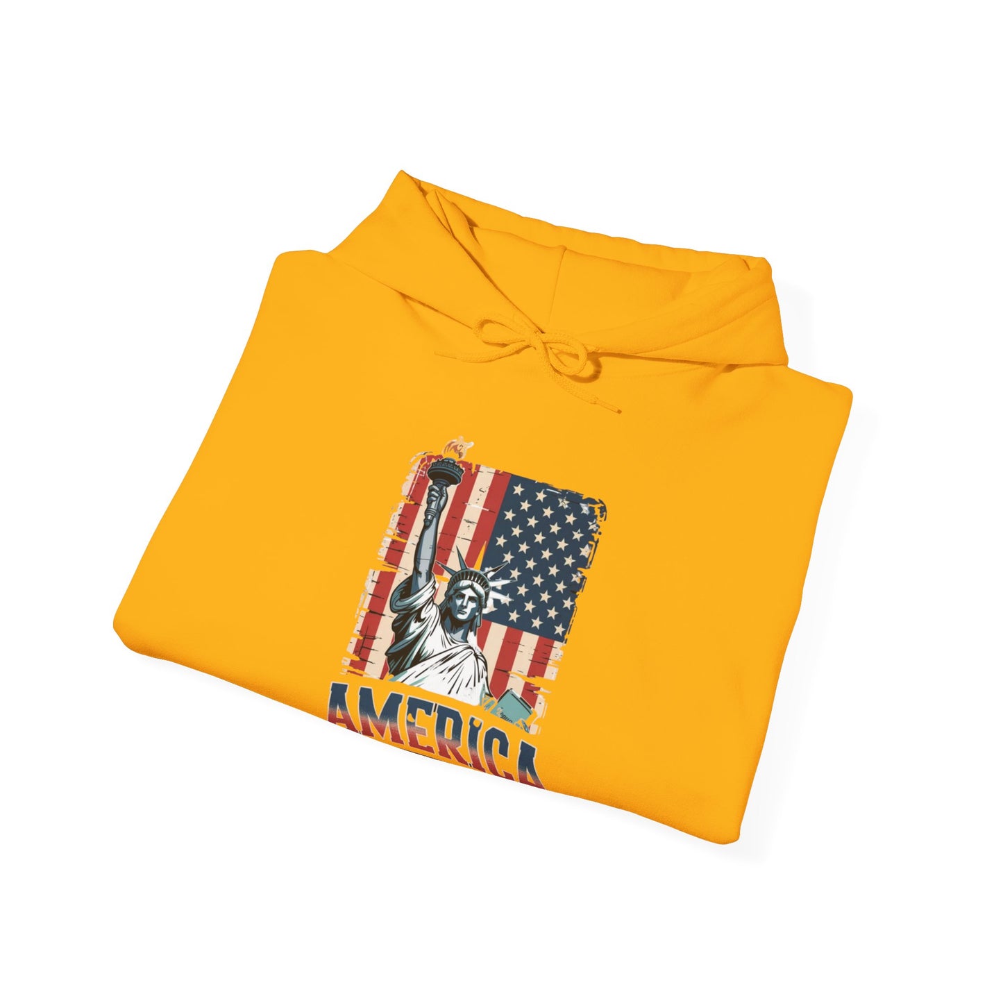 #250 Statue of Liberty American Flag 'America' Patriotic Independence Day Hoodie