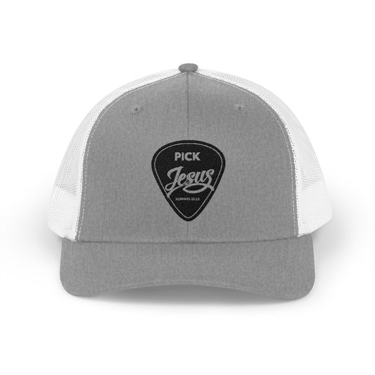 Pick Jesus Guitar Pick Trucker Cap Christian Guitar Pick Design (Romans 10:13)