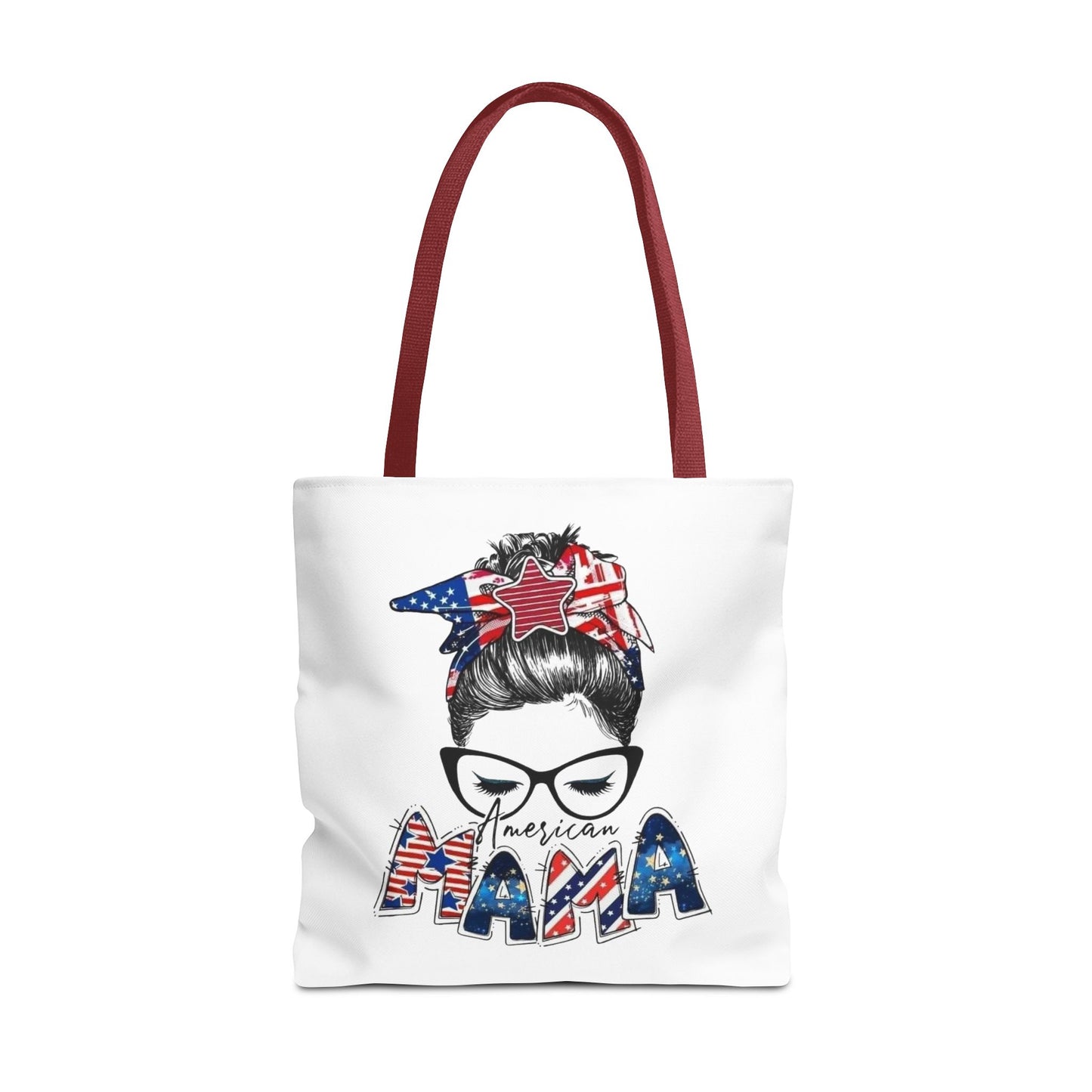 #250 Mama USA Flag Messy Bun Tote Bag