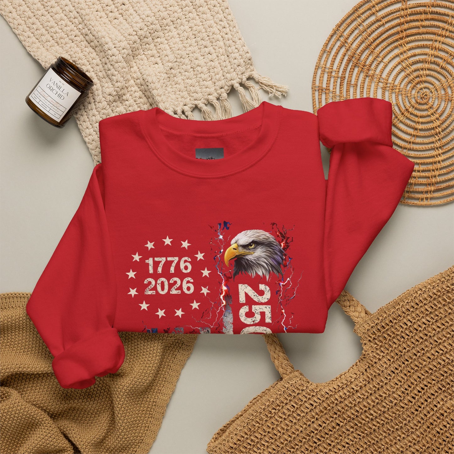 #250 1776-2026 250 Years USA Bicentennial Eagle Crewneck Sweatshirt