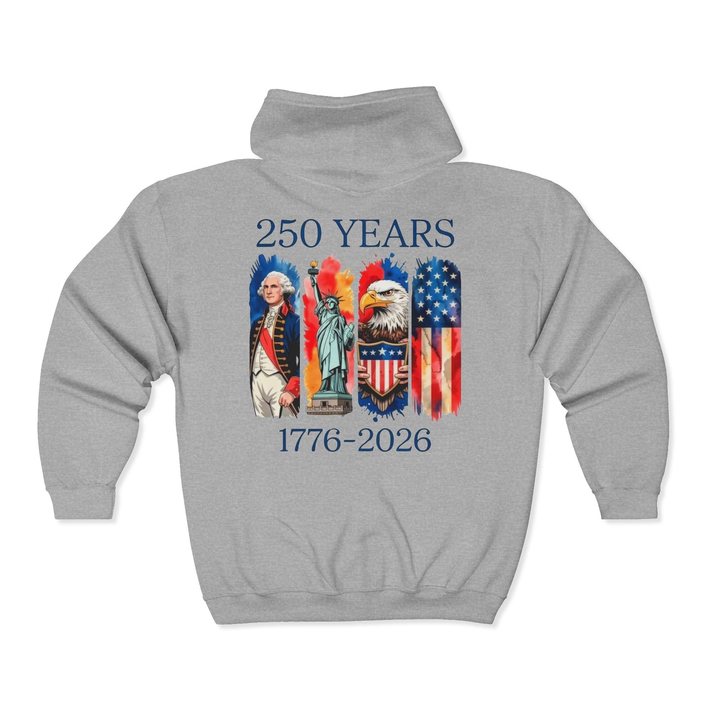 #250 250 Years American History Celebration 1776–2026 Patriotic Zip Hoodie