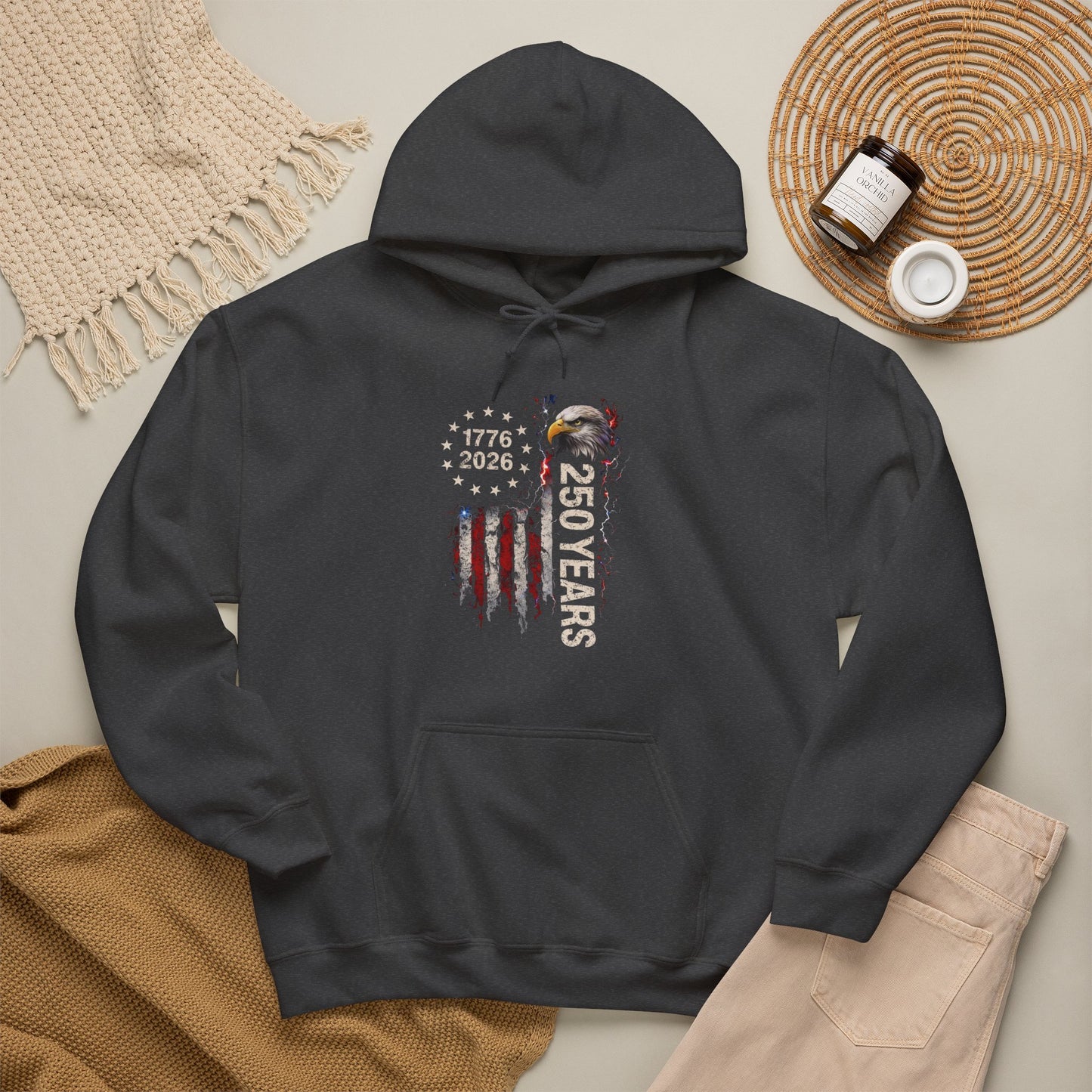 #250 1776-2026 250 Years USA Bicentennial Eagle Hoodie