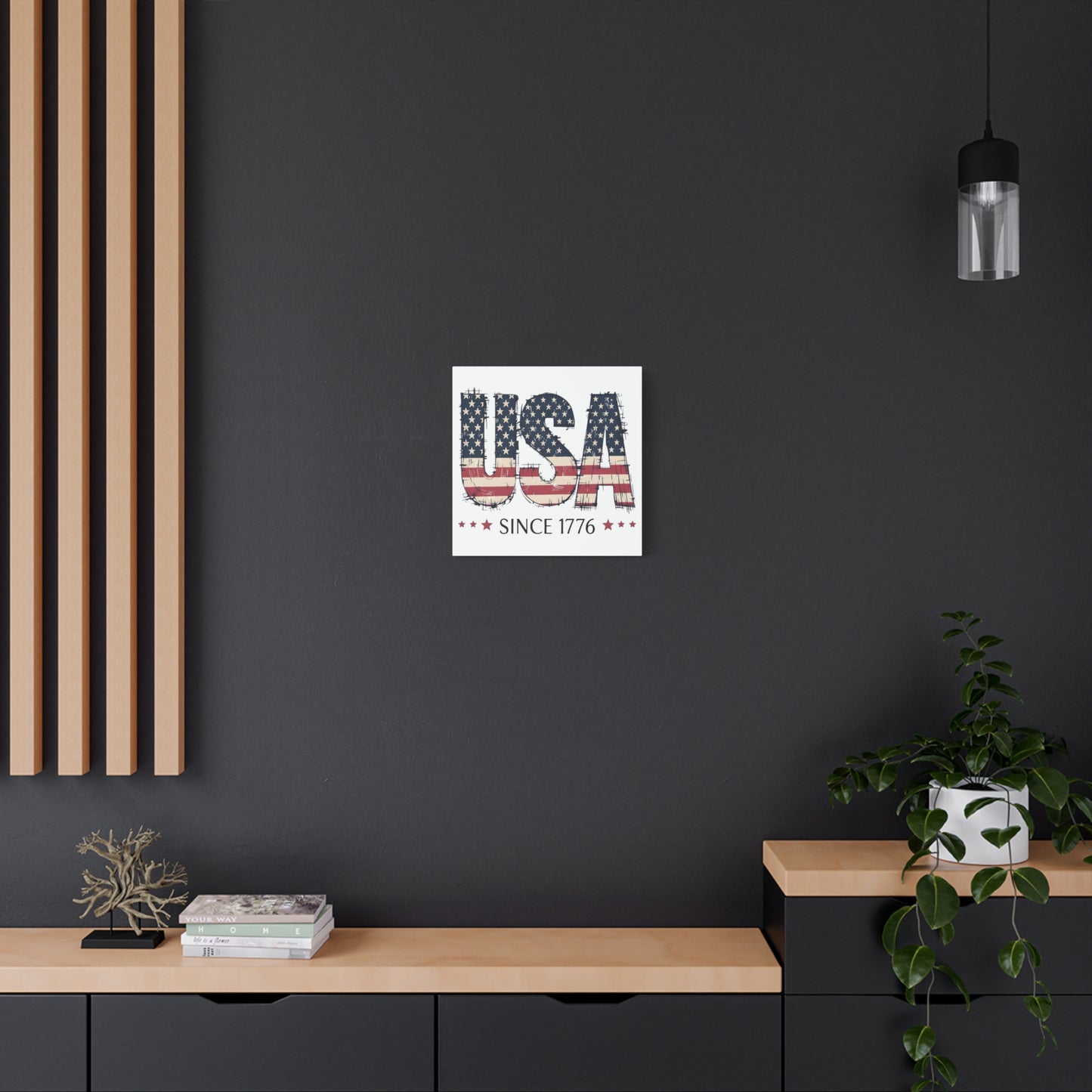 #250 USA Flag "USA Since 1776" Patriotic Matte Canvas Wall Art