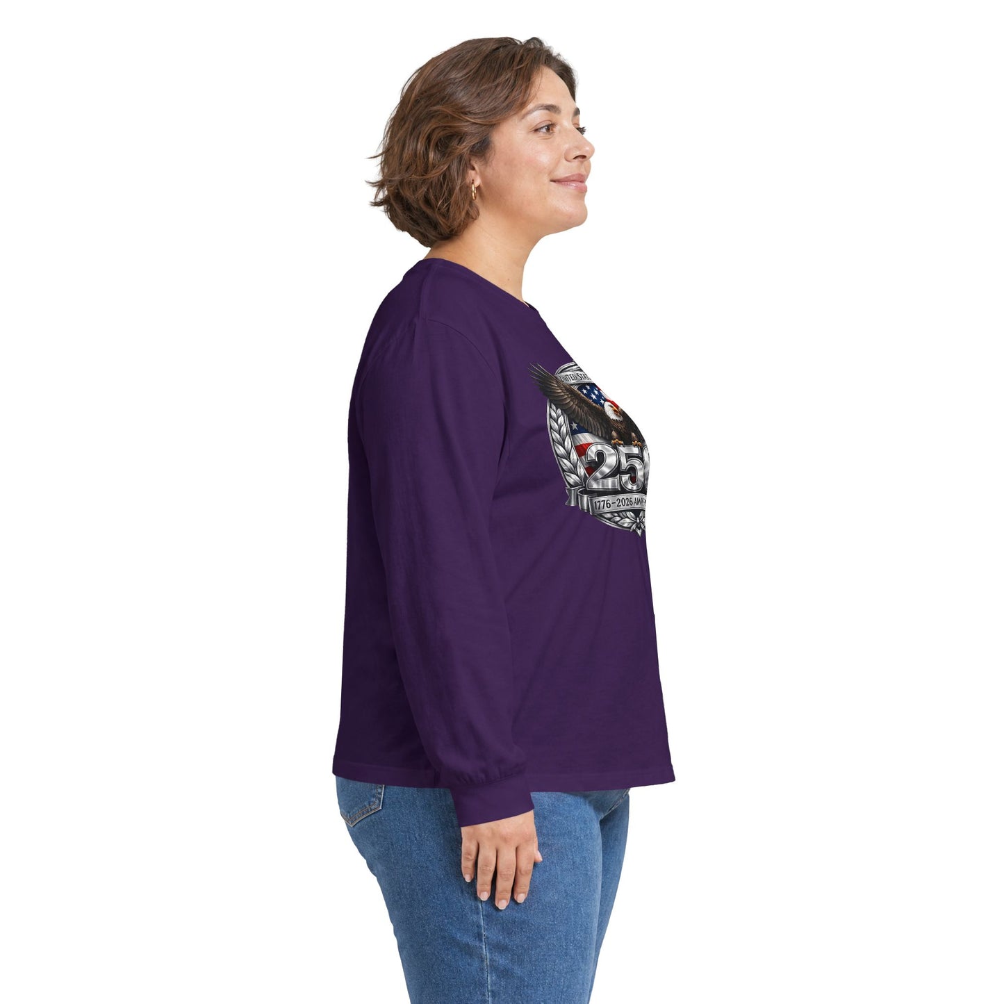 #250 Patriotic Bald Eagle 250 United States Emblem Long Sleeve Tee