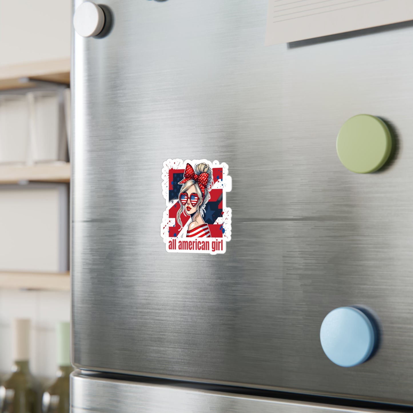 #250 All American Girl Patriotic Vinyl Sticker Kiss-Cut Decal (Fourth of July)