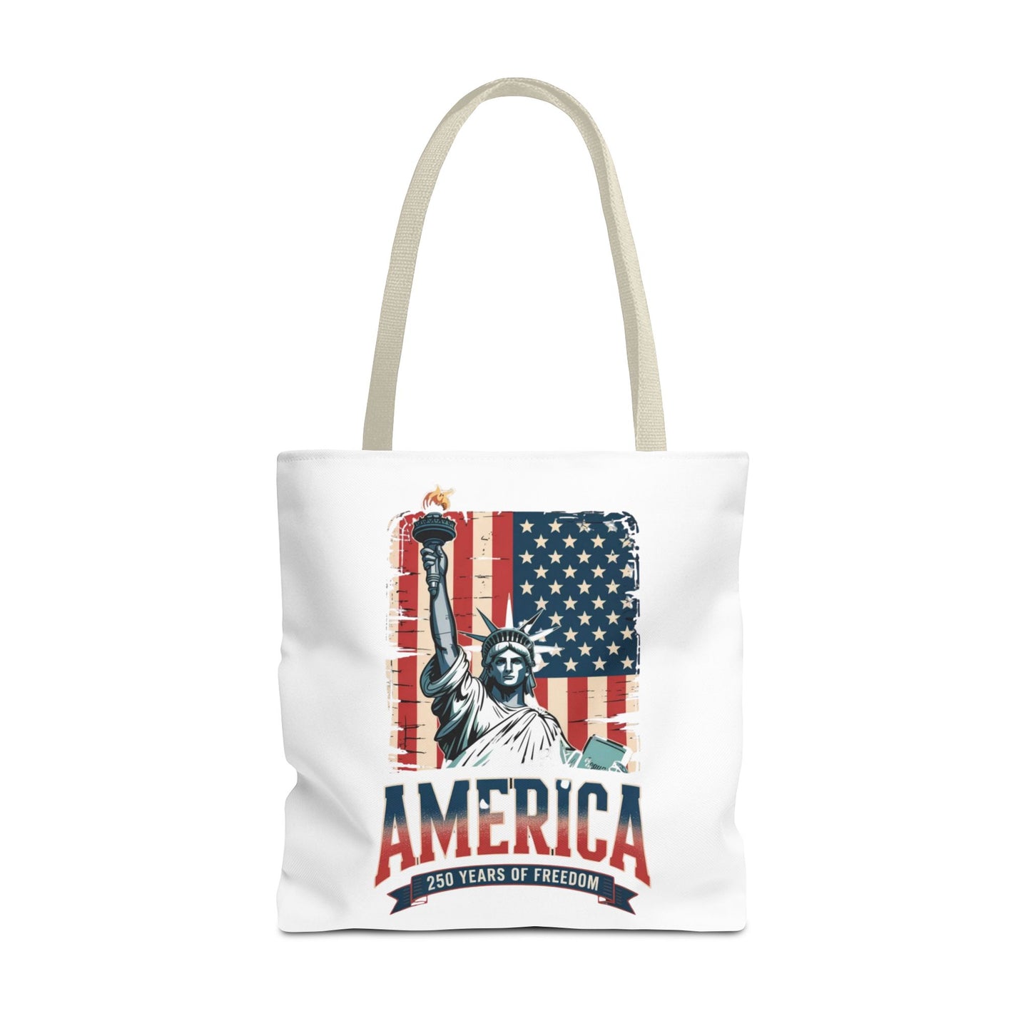 #250 Statue of Liberty American Flag 'America' Patriotic Independence Day Tote Bag