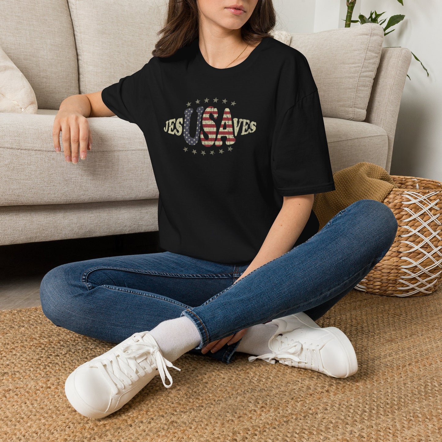 JesUSAves Patriotic T-Shirt — American Flag Christian Faith Tee