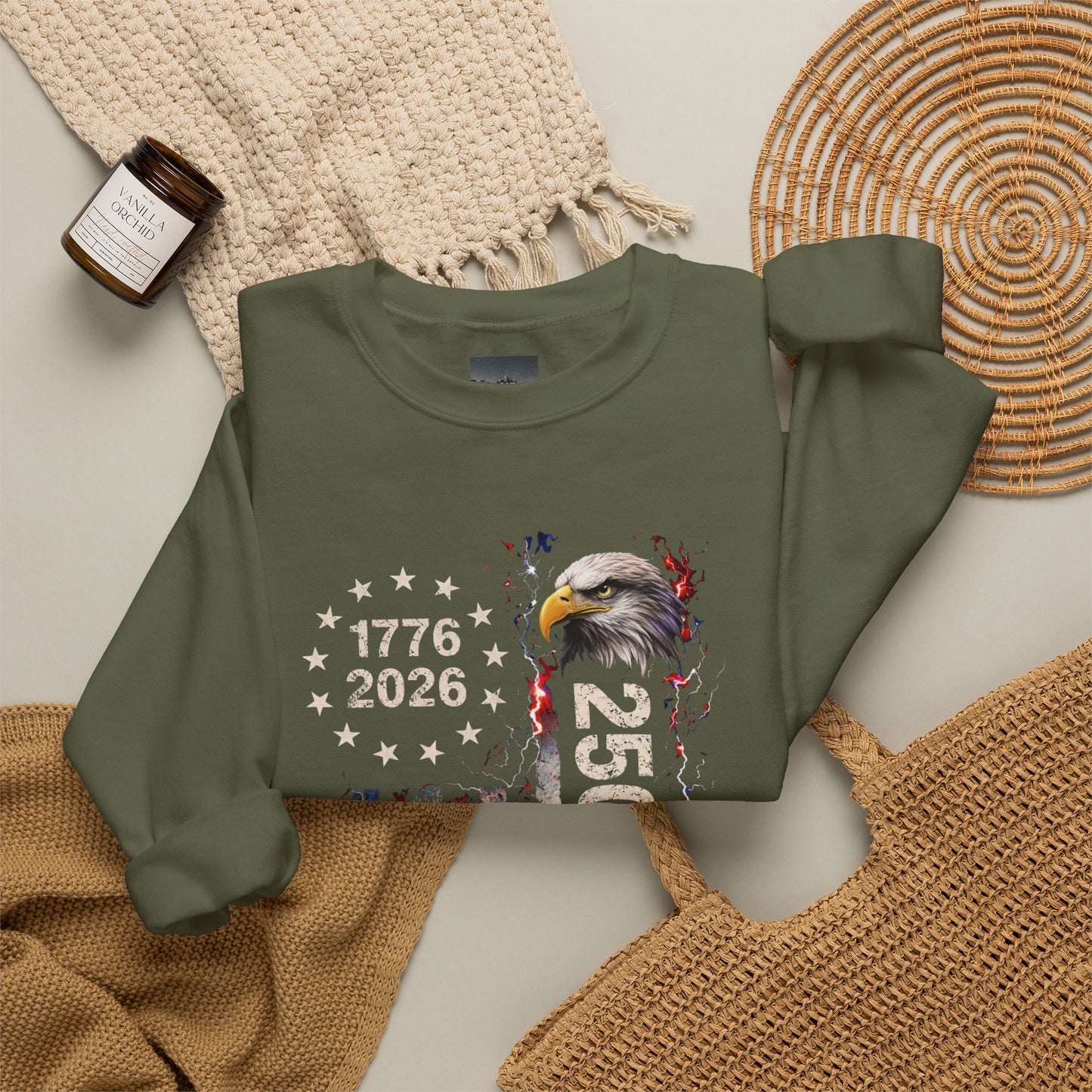 #250 1776-2026 250 Years USA Bicentennial Eagle Crewneck Sweatshirt