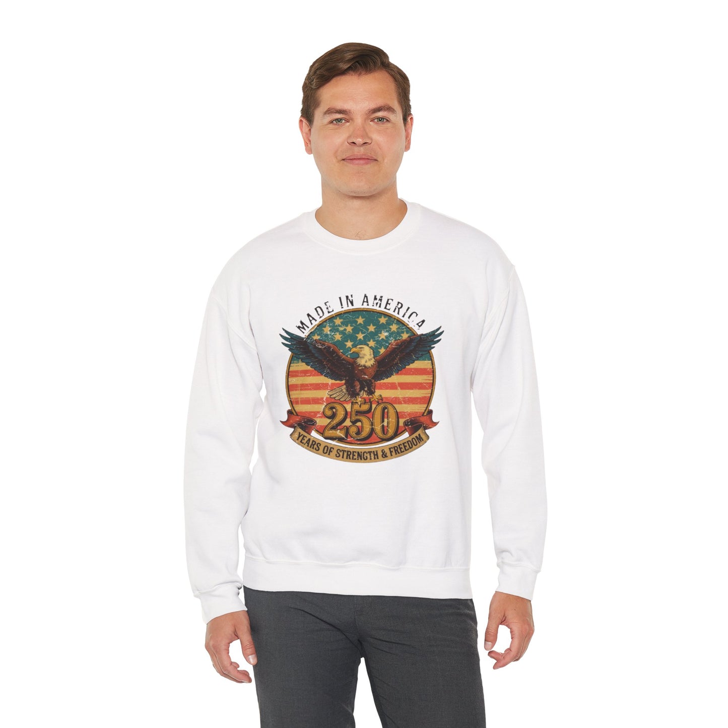 #250 Made in America Eagle 250th Anniversary Patriotic Crewneck Sweatshirt