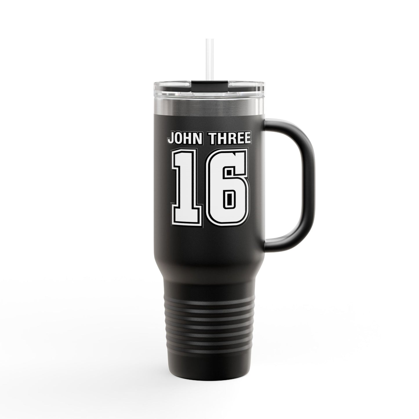 John Three 16 40oz Insulated Travel Mug — Stainless Steel Tumbler, Leak‑Resistant Cold & Hot Cup for Travel