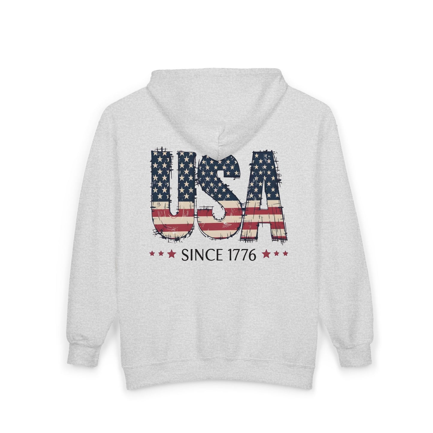 #250 USA Flag "USA Since 1776" Patriotic Zip Hoodie