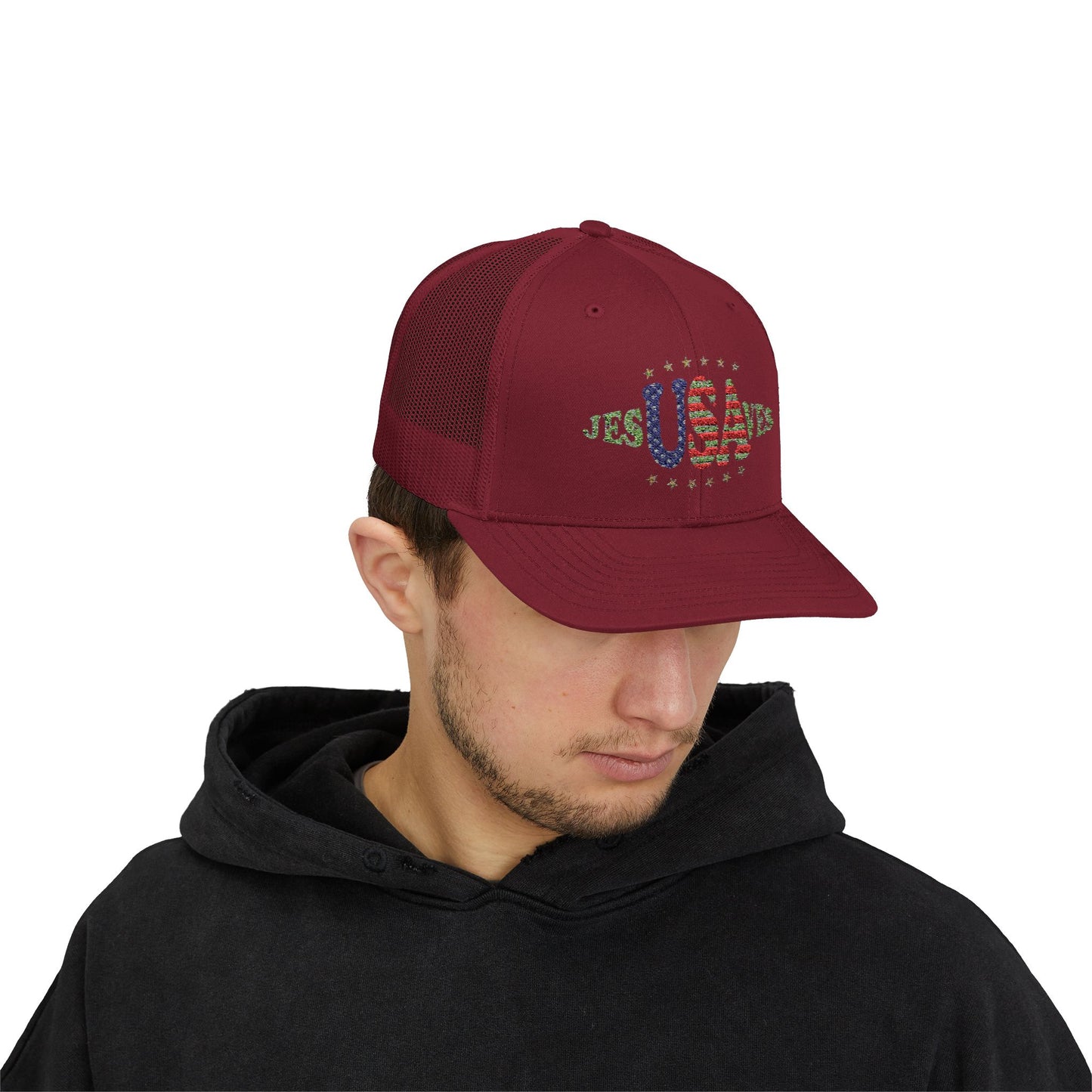 JesUSAves Patriotic Snapback Trucker Cap American Flag Christian Faith
