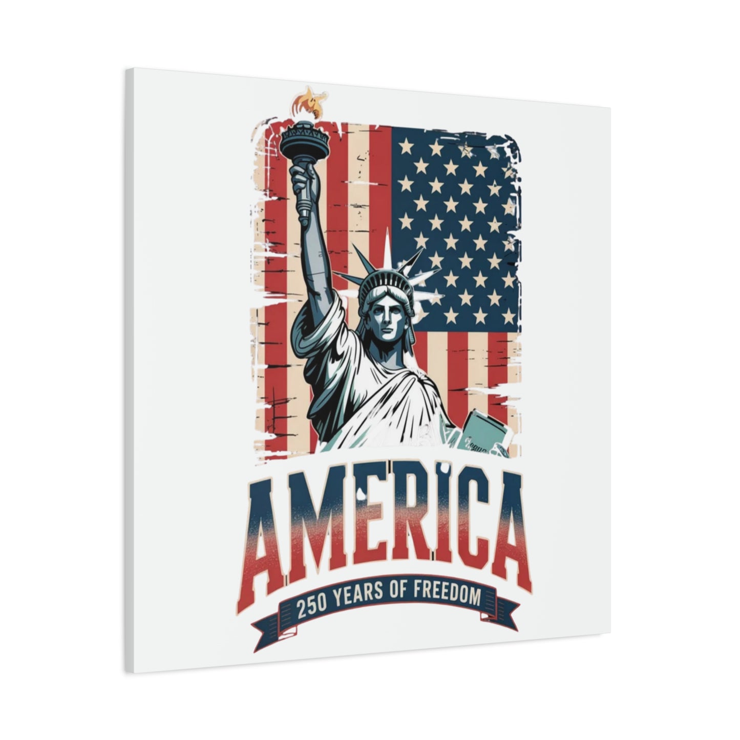 #250 Statue of Liberty American Flag 'America' Patriotic Independence Day Matte Canvas Wall Art