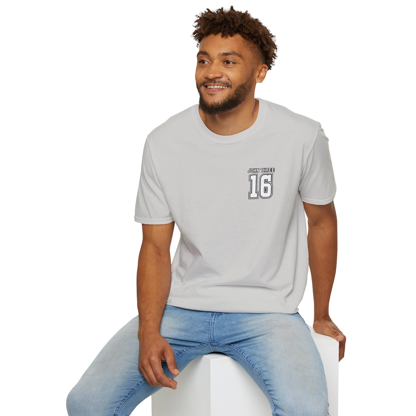 John Three 16 Chest and Back Jersey Print with Scripture Tee