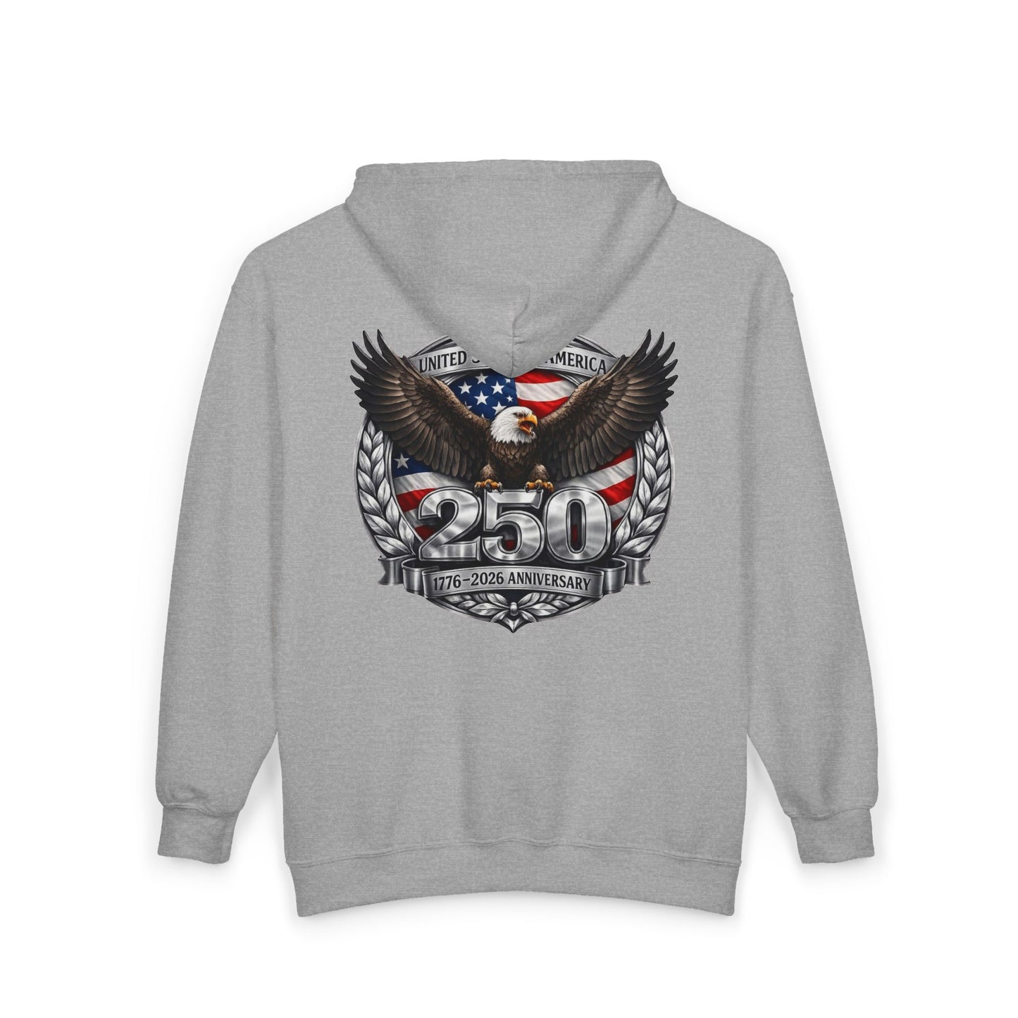 #250 Patriotic Bald Eagle 250 United States Emblem Zip Hoodie