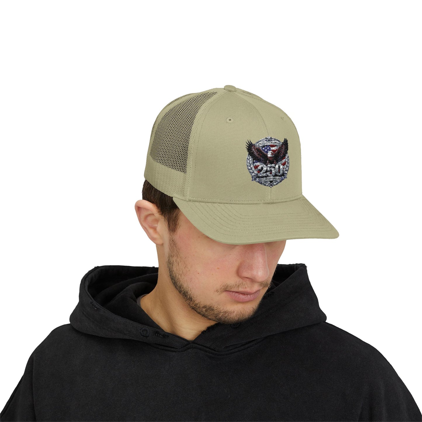 #250 Patriotic Bald Eagle 250 United States Emblem Snapback Trucker Cap