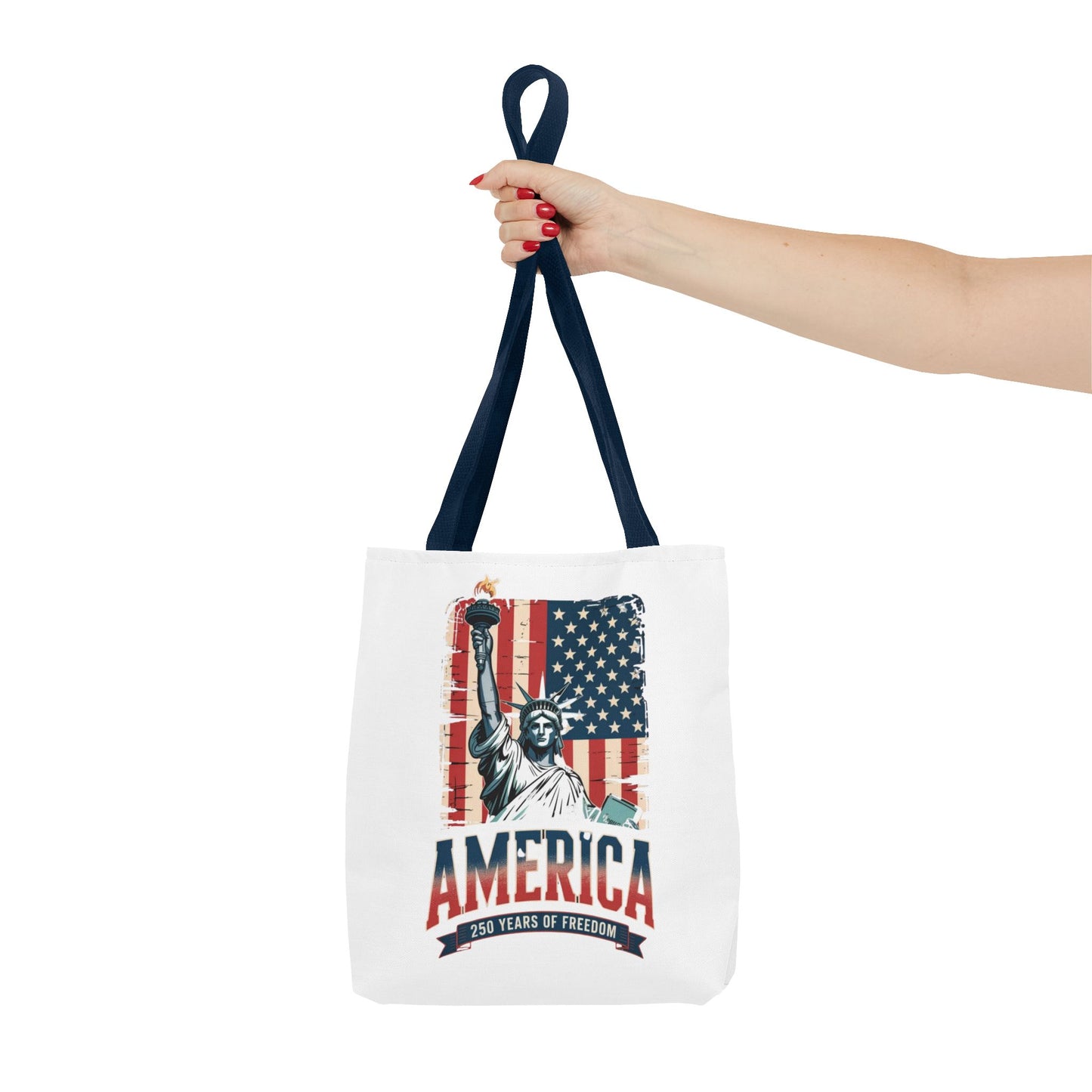 #250 Statue of Liberty American Flag 'America' Patriotic Independence Day Tote Bag
