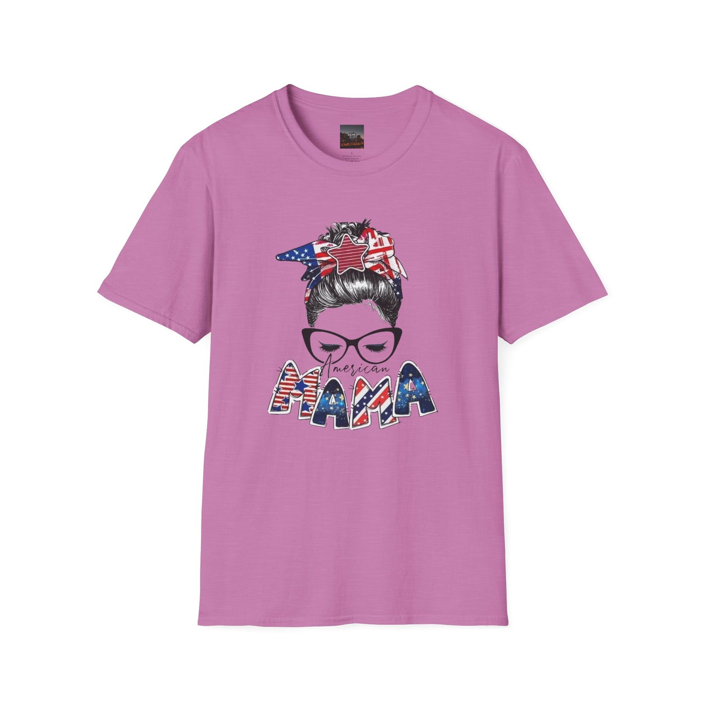Mama USA Flag Messy Bun T-Shirt