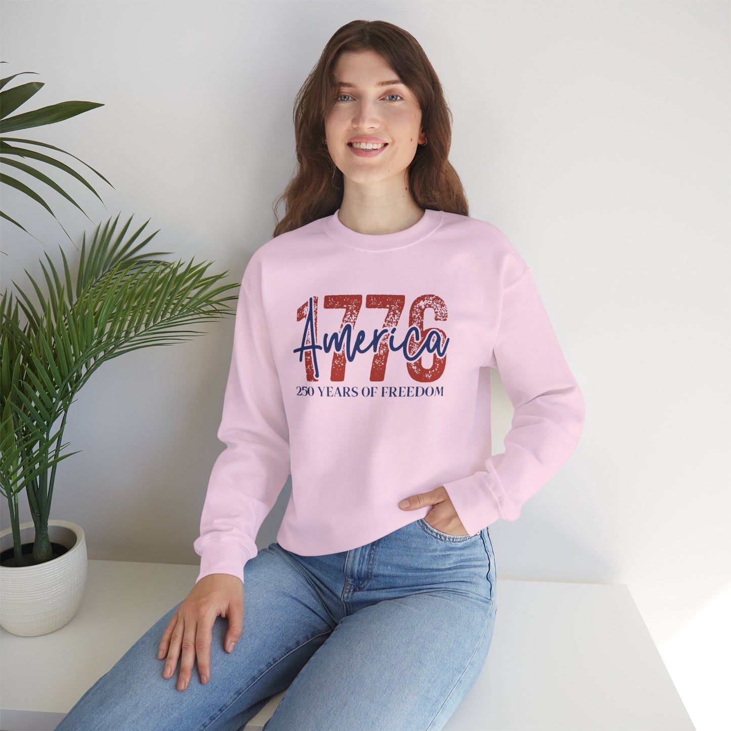 #250 1776 America: 250 Years of Freedom' Patriotic Independence Day Crewneck Sweatshirt