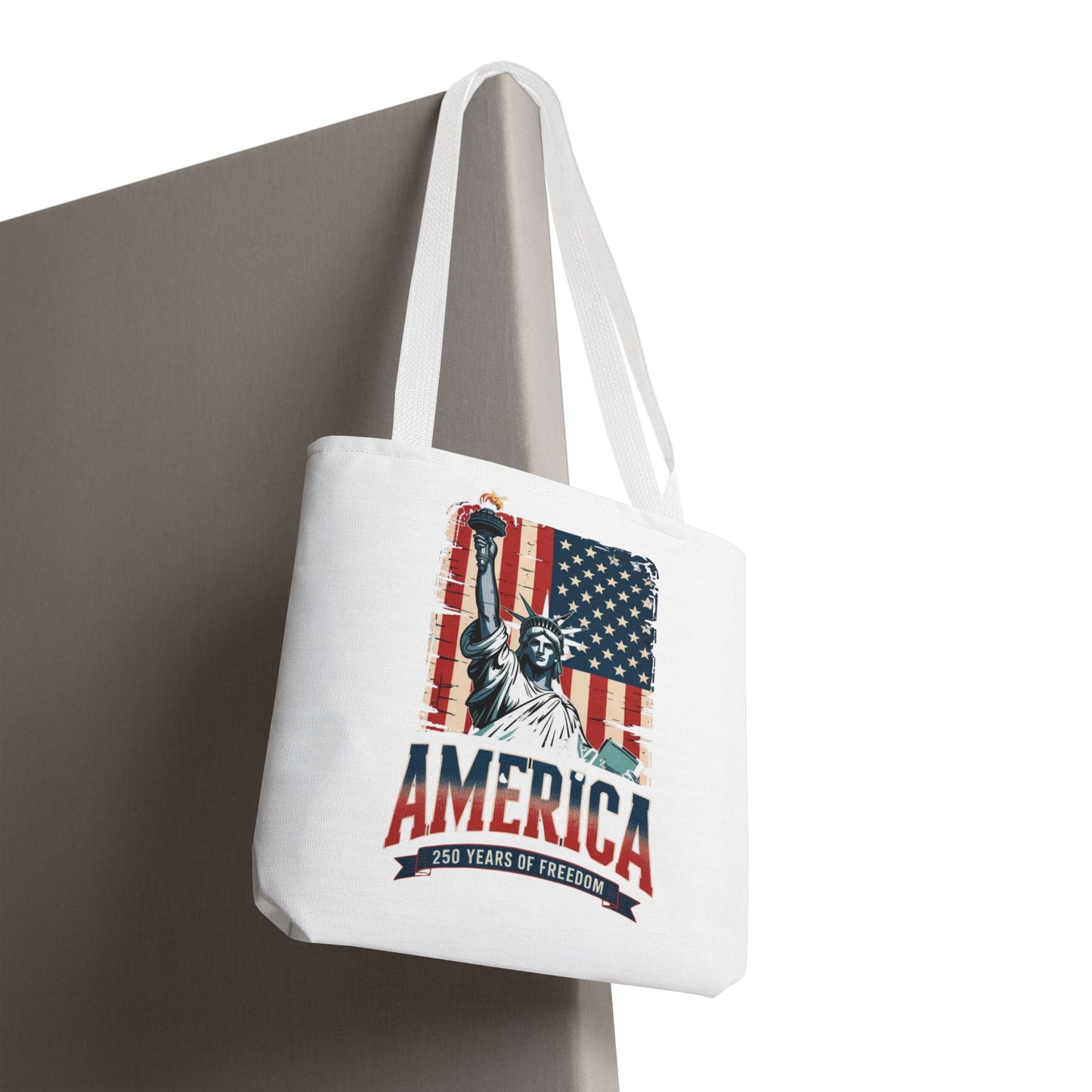 #250 Statue of Liberty American Flag 'America' Patriotic Independence Day Tote Bag
