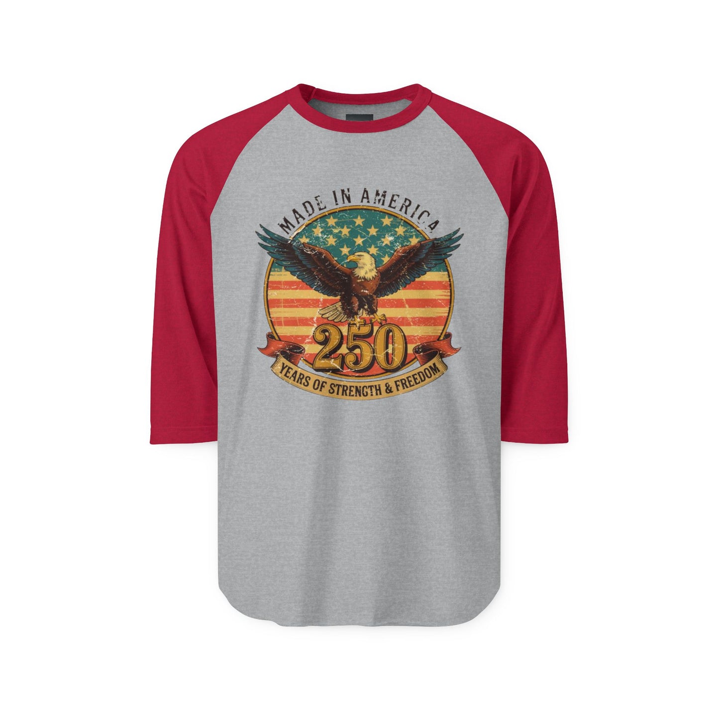 #250 Made in America Eagle 250th Anniversary Patriotic Raglan Shirt Baseball Tee