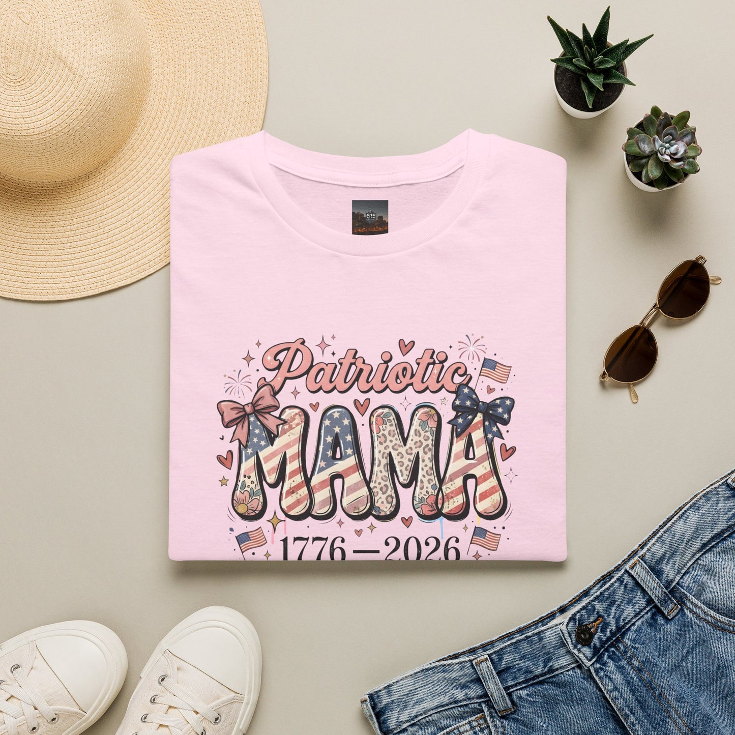 #250 Patriotic Mama 1776–2026 American Flag T-Shirt