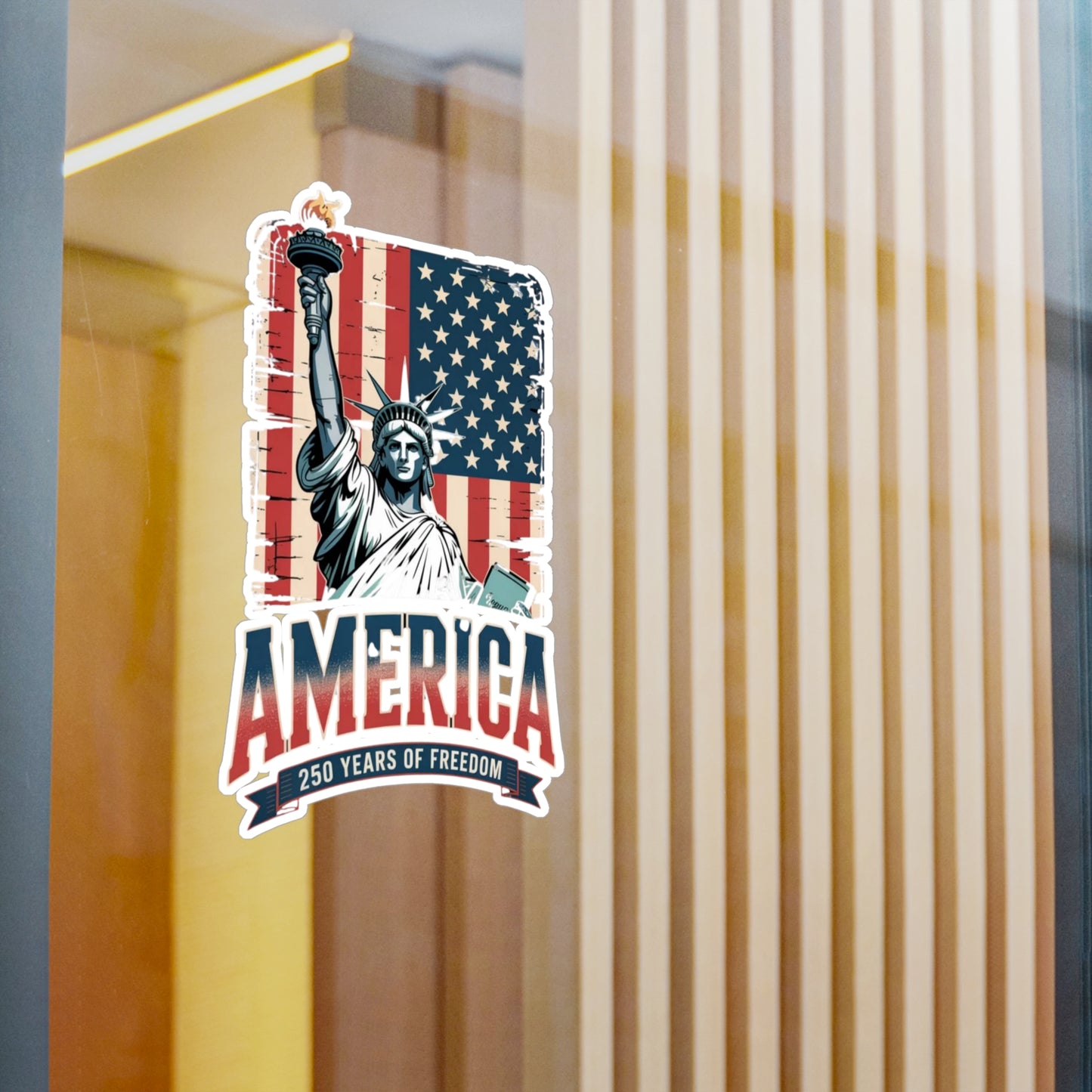 #250 Statue of Liberty American Flag 'America' Patriotic Independence Day Vinyl Kiss-Cut Decal