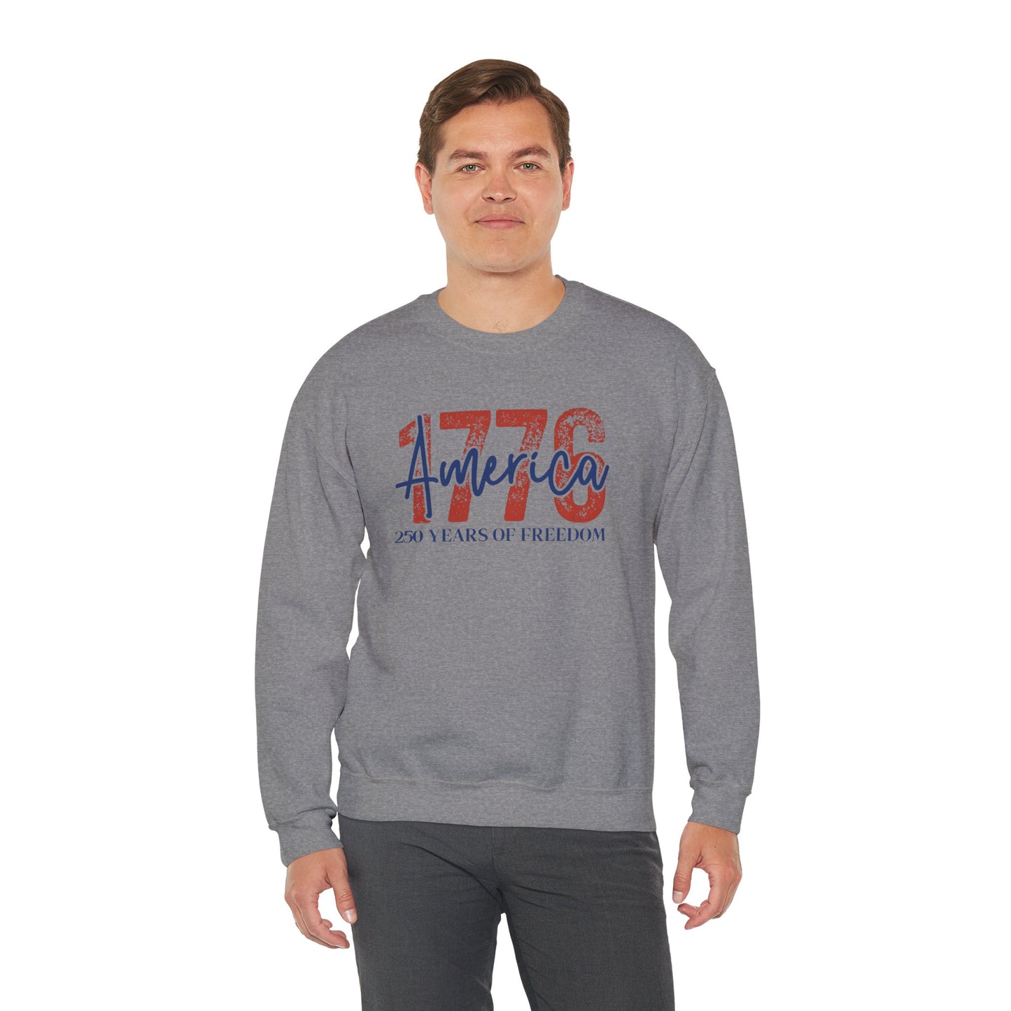#250 1776 America: 250 Years of Freedom' Patriotic Independence Day Crewneck Sweatshirt