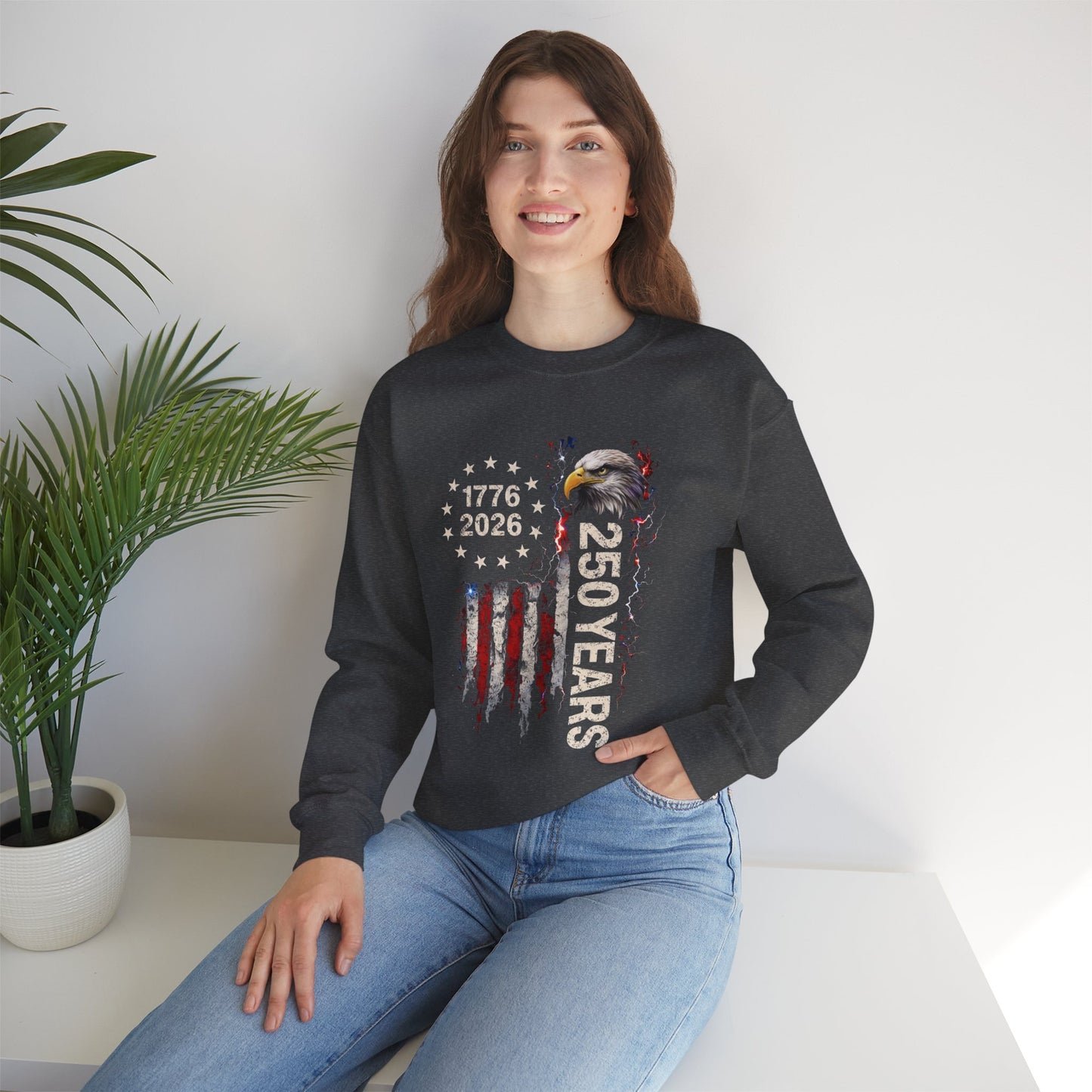 #250 1776-2026 250 Years USA Bicentennial Eagle Crewneck Sweatshirt