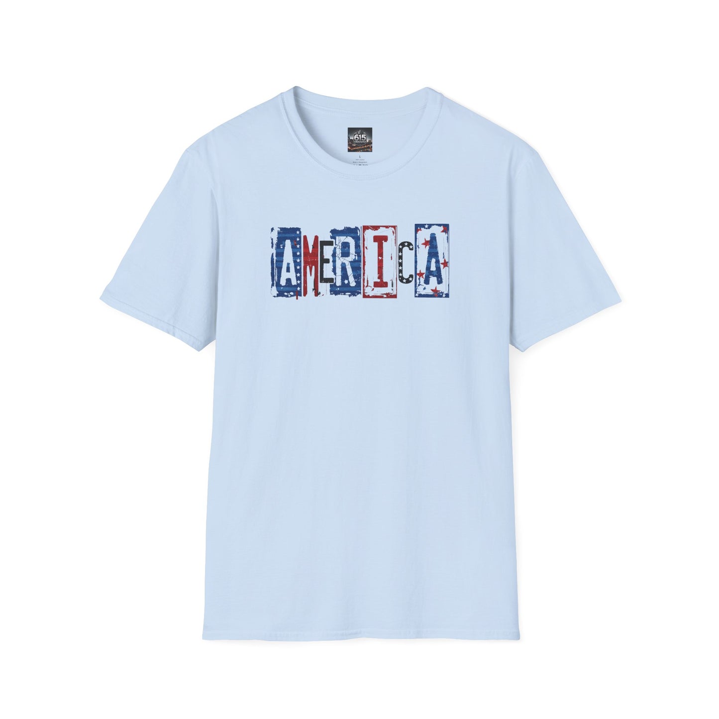 #250 America Retro Block Text Patriotic T-Shirt
