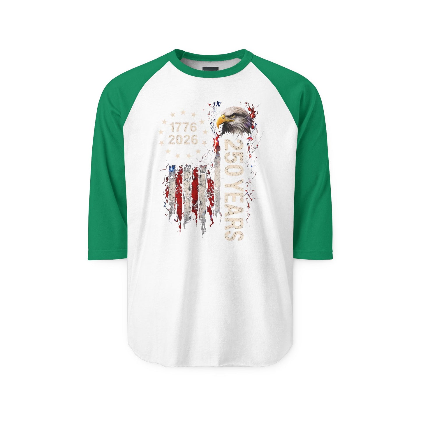 #250 1776-2026 250 Years USA Bicentennial Eagle Raglan Shirt Baseball Tee
