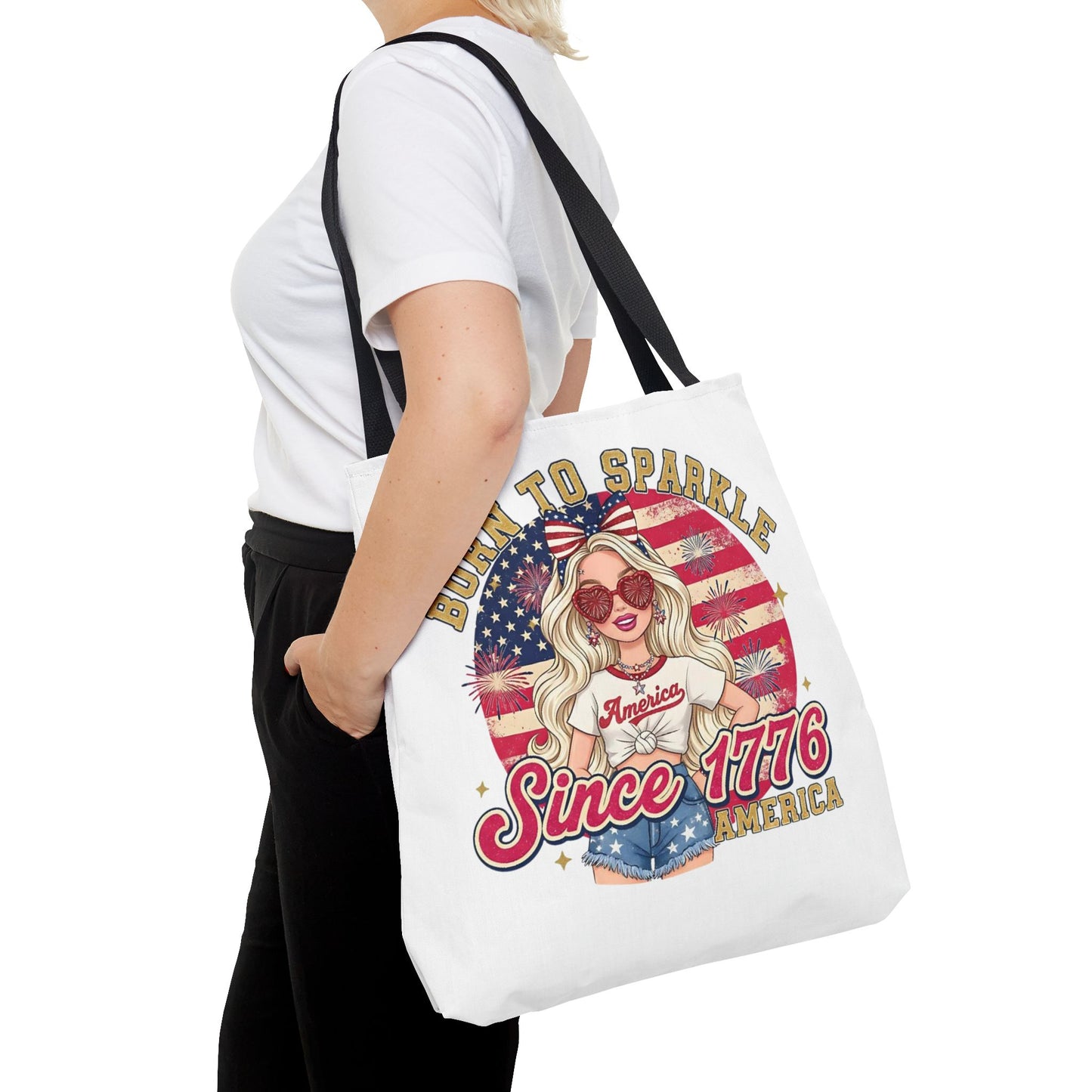 #250 "Born to Sparkle Since 1776" Patriotic Tote Bag