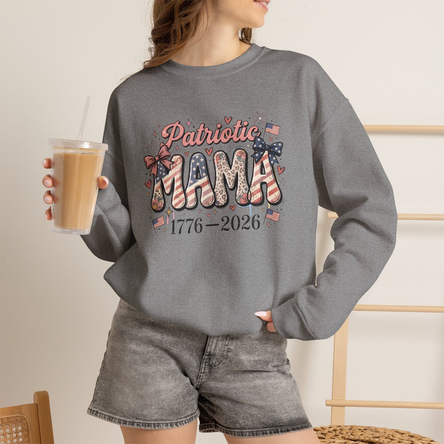 #250 Patriotic Mama 1776–2026 American Flag Sweatshirt