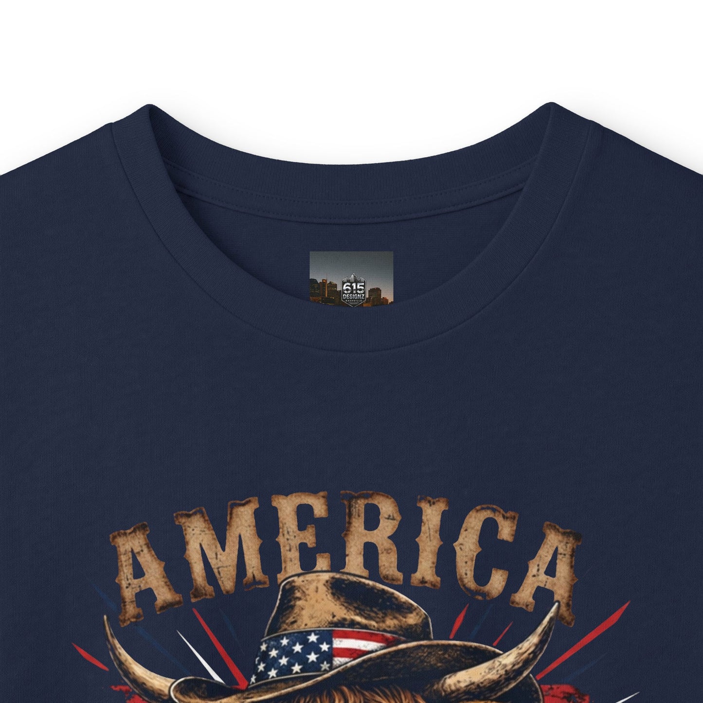 #250 America 250 Strong Patriotic Bull with American Flag Long Sleeve Tee