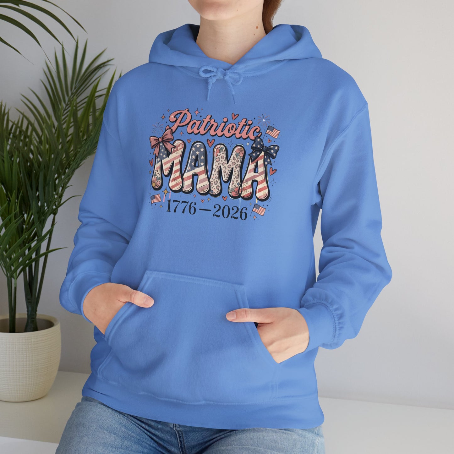 #250 Patriotic Mama 1776–2026 American Flag Hoodie