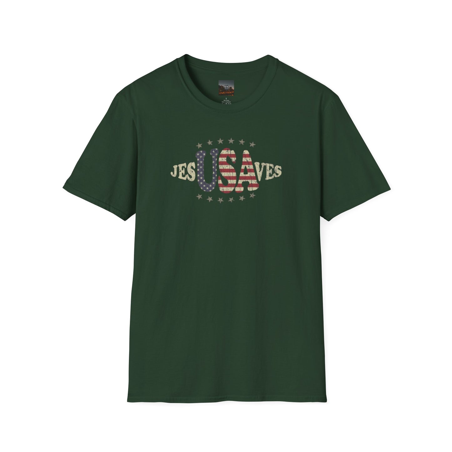 JesUSAves Patriotic T-Shirt — American Flag Christian Faith Tee