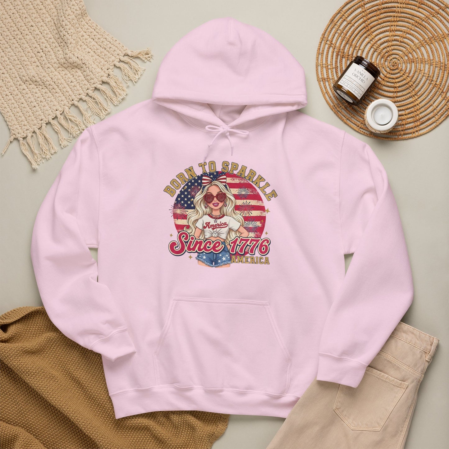 #250 "Born to Sparkle Since 1776" Patriotic Hoodie