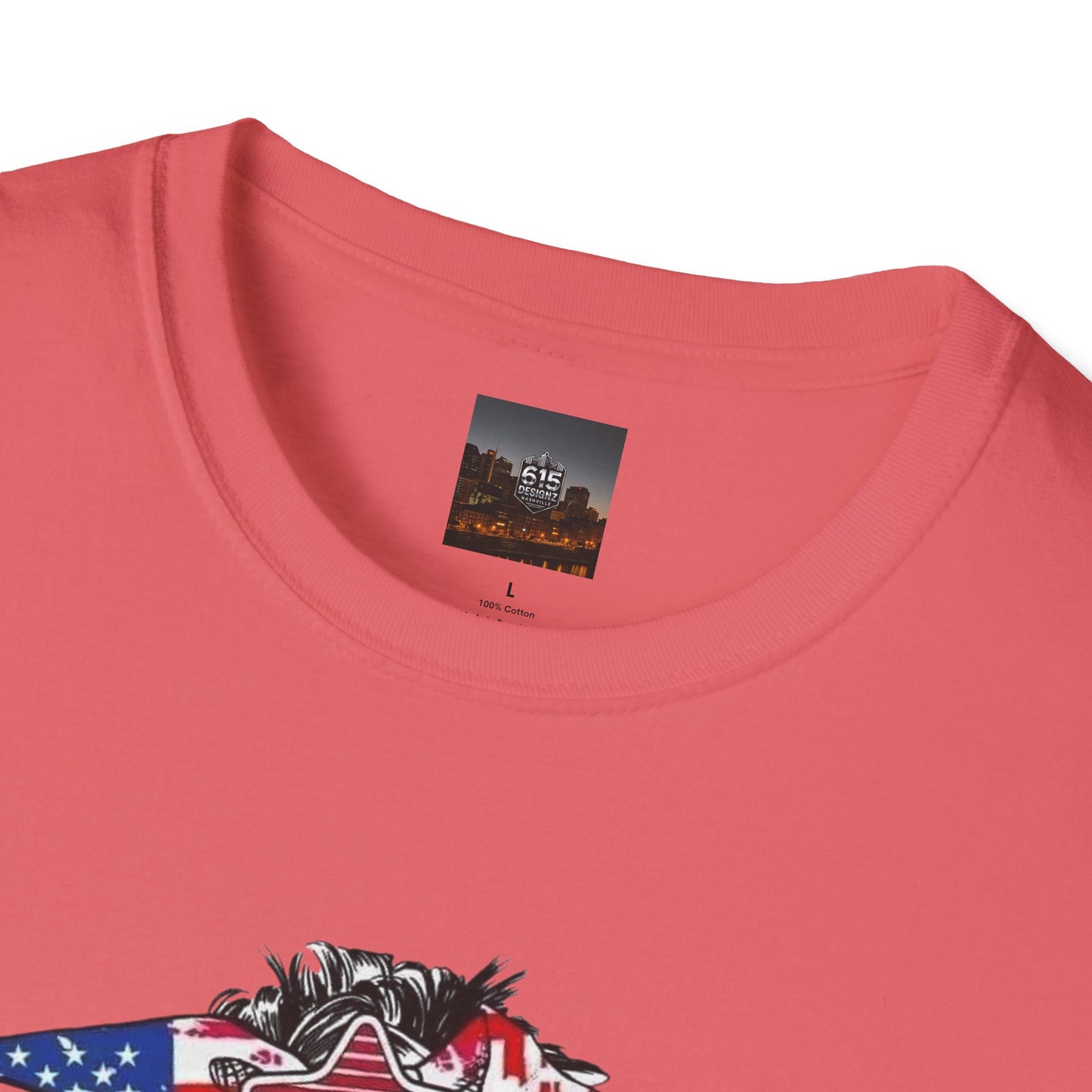 Mama USA Flag Messy Bun T-Shirt