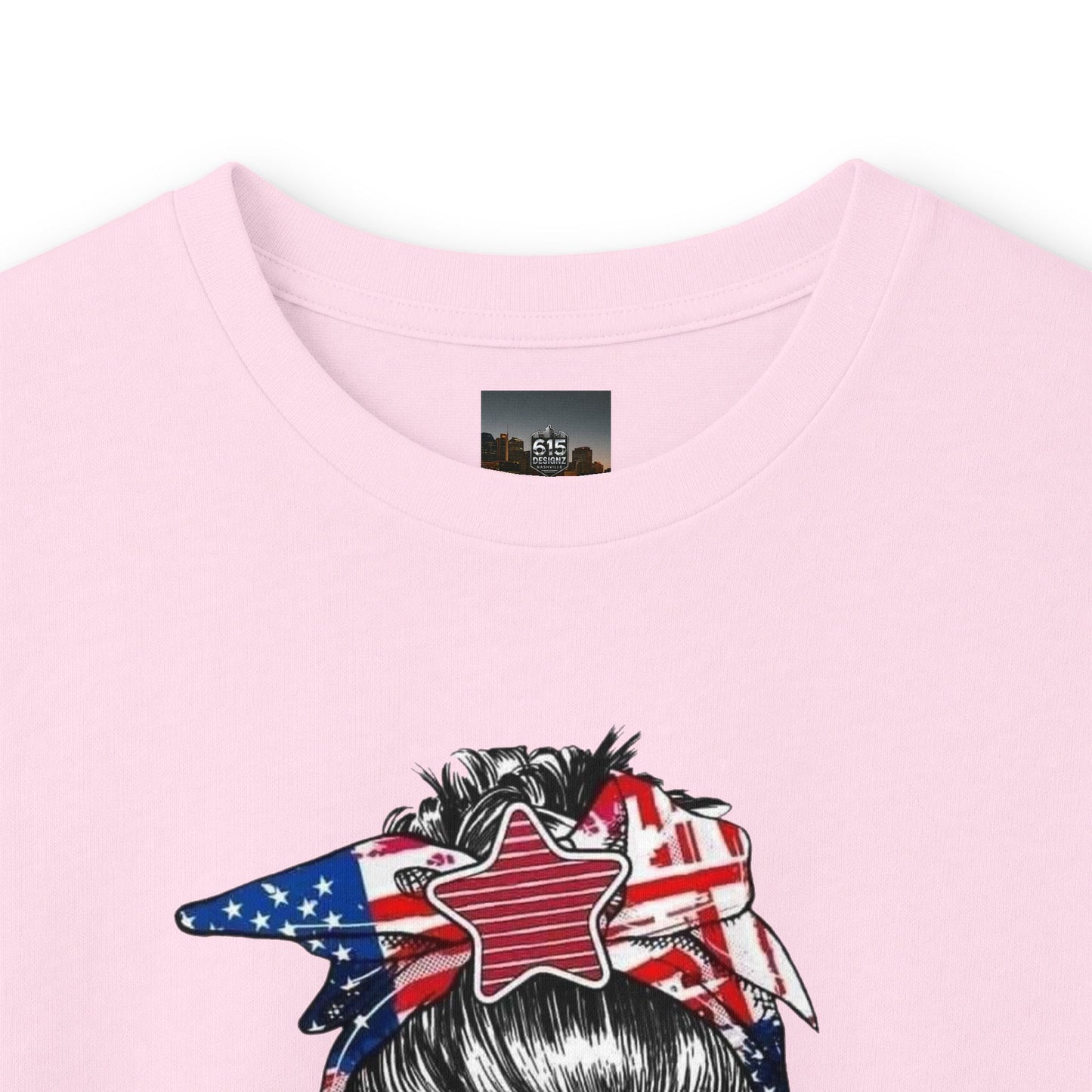 #250 Mama USA Flag Messy Bunn Long Sleeve Tee