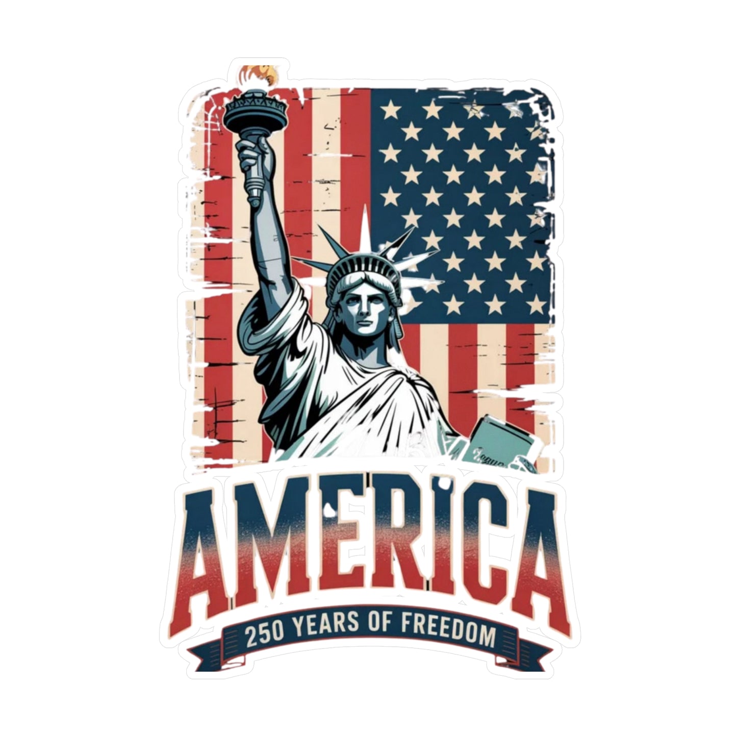 #250 Statue of Liberty American Flag 'America' Patriotic Independence Day Vinyl Kiss-Cut Decal
