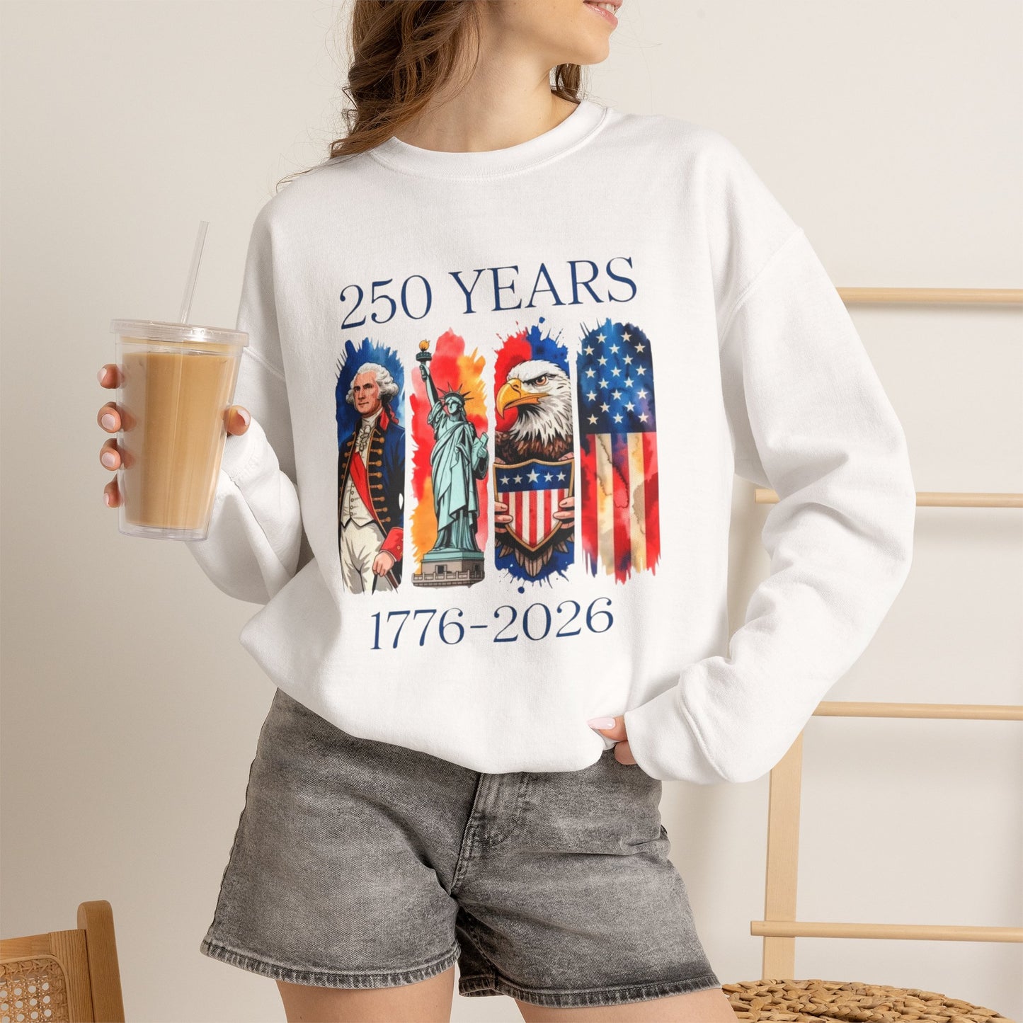 #250 250 Years American History Celebration 1776–2026 Patriotic Crewneck Sweatshirt