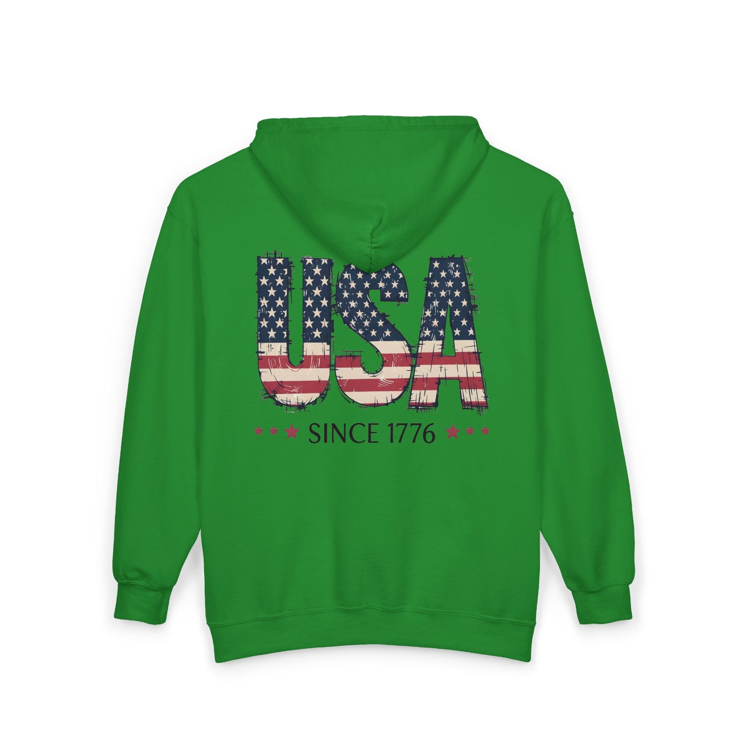 #250 USA Flag "USA Since 1776" Patriotic Zip Hoodie